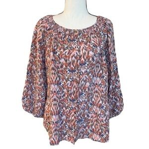 Sundance Boho Watercolor Silk Blouse